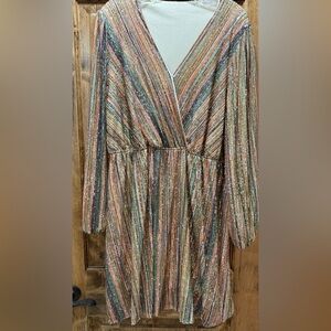 Multicolor Striped V-Neck Dress